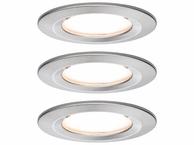 3x led-inbouwlamp basisset 3 per set paulmann, nova coin, staal geborsteld - afbeelding 2 van  3