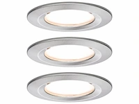3x led-inbouwlamp basisset 3 per set paulmann, nova coin, staal geborsteld - afbeelding 2 van  3