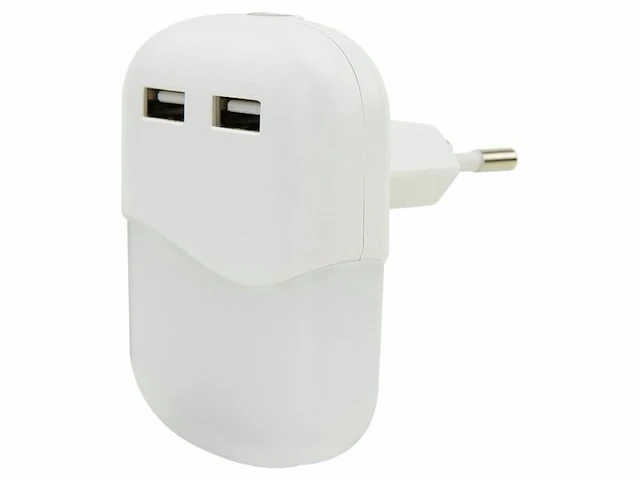 3x usb lader + nachtlampje met schemersensor ansmann, nl15ac + 2usb - afbeelding 2 van  2