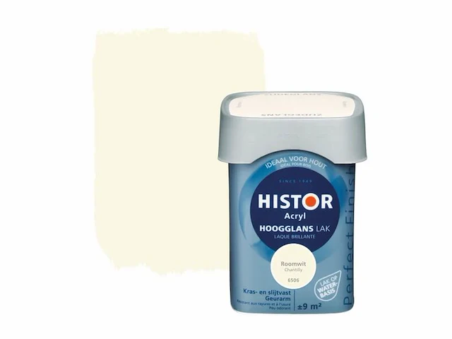 5x lak hoogglans histor, perfect finish, roomwit, 750 ml - afbeelding 1 van  2
