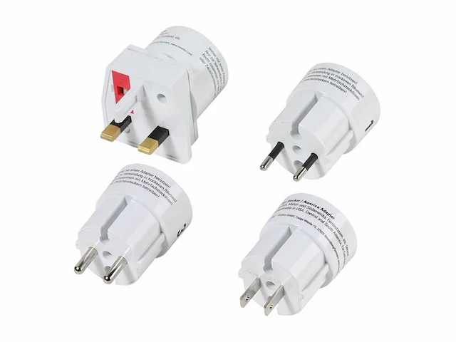 6x universele reisadapter met vier stopcontacten vivanco, wit - afbeelding 2 van  2