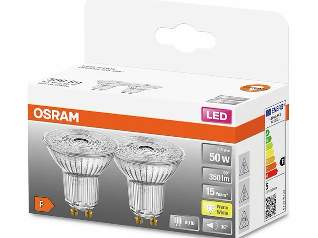 7x led spot gu10 osram, warm wit, 4.3w 2700k - afbeelding 2 van  3