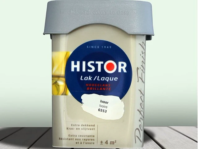 Ca. 10x lak hoogglans histor, perfect finish, ivoor, 250 ml - afbeelding 1 van  2