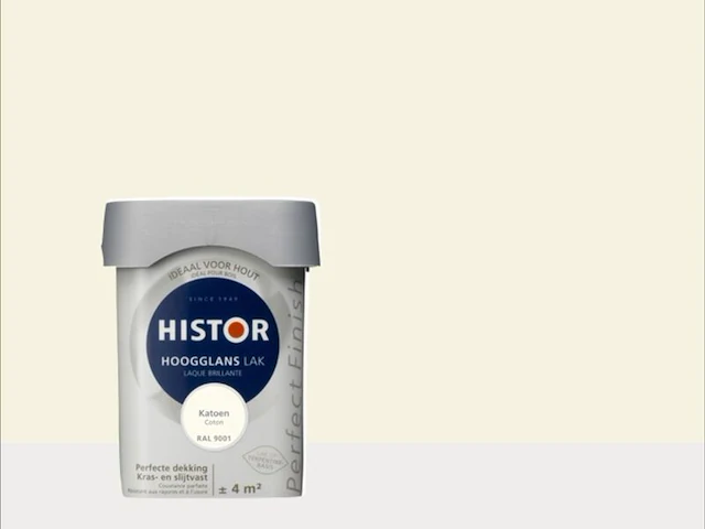 Ca. 10x lak hoogglans histor, perfect finish, katoen (9001), 0,25 liter - afbeelding 2 van  2