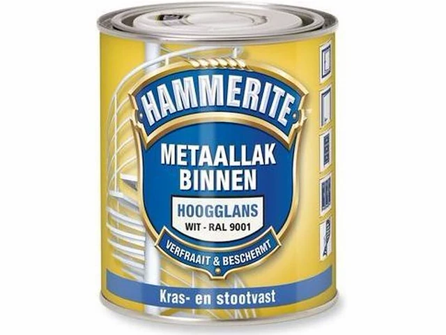 Ca. 10x metaallak binnen hoogglans hammerite, creme wit, 500 ml - afbeelding 1 van  2