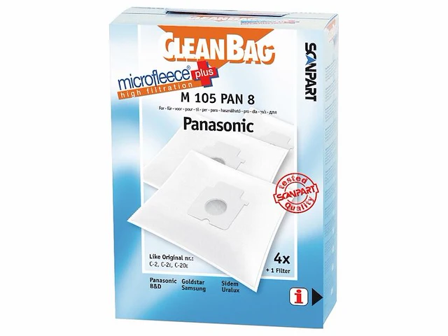 Ca. 16x stofzuigerzakken 4 stuks cleanbag, voor panasonic c2/c2e/c20e - afbeelding 1 van  2