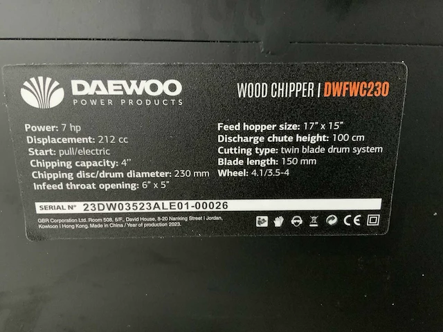 Daewoo - 2026 - dwfwc230 - wood chipper - afbeelding 4 van  16
