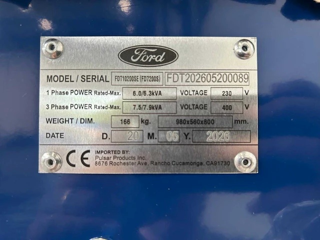 Ford - 2026 - fdt10200se - 7.9 kva diesel generator 3phase - afbeelding 8 van  20