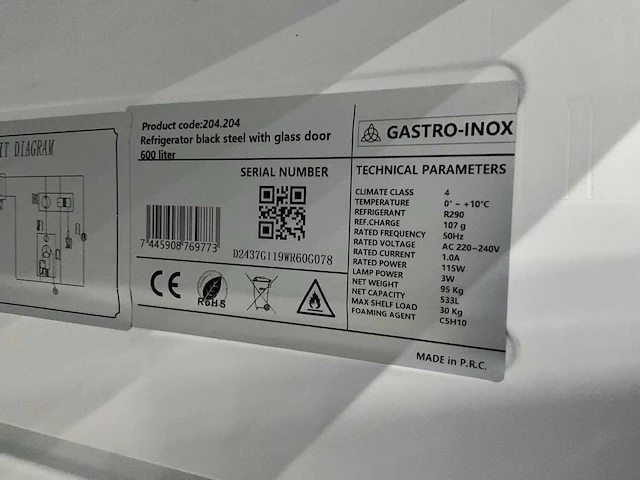 Gastro inox 204.204 glasdeur koelkast - afbeelding 7 van  7