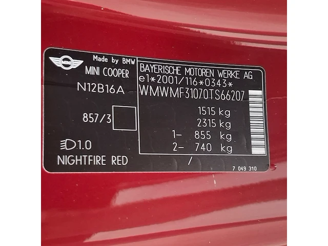 Personenauto, mini, mini cooper, 1.6 cooper pepper, 2007 - afbeelding 69 van  86