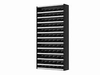 Povag vakkenkast 13 legborden 72 schotten 100x30x198cm zwart/antraciet