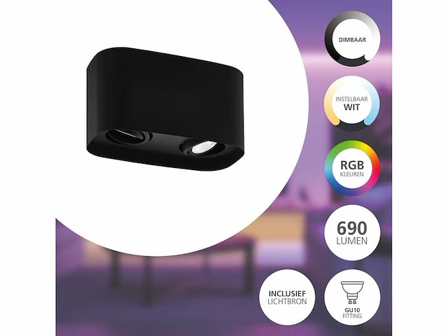 Smart plafondlamp eglo, caminales, zwart - afbeelding 3 van  4