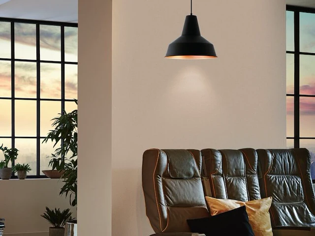 Vintage hanglamp eglo, somerton, zwart, koper - afbeelding 2 van  2
