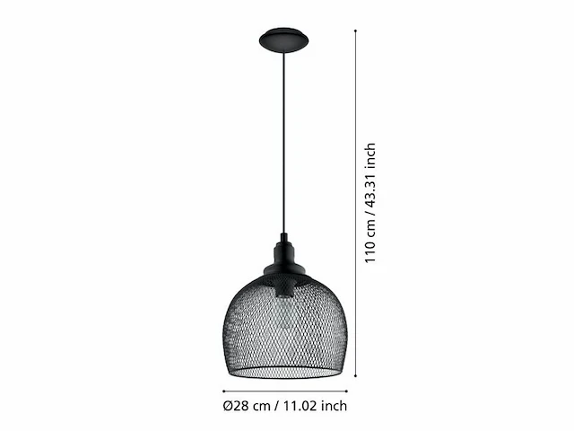 Vintage hanglamp eglo, straiton, zwart - afbeelding 3 van  3